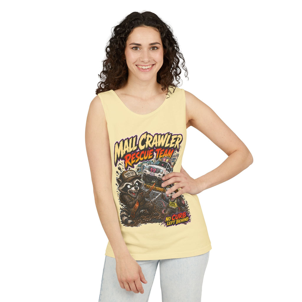 Mall Crawler Rescue Team Tank Top – Funny Raccoon Off-Road Graphic Tank