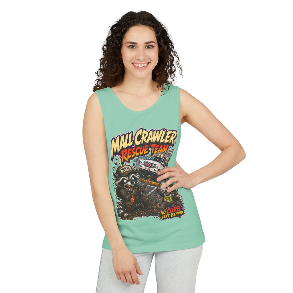 Mall Crawler Rescue Team Tank Top – Funny Raccoon Off-Road Graphic Tank
