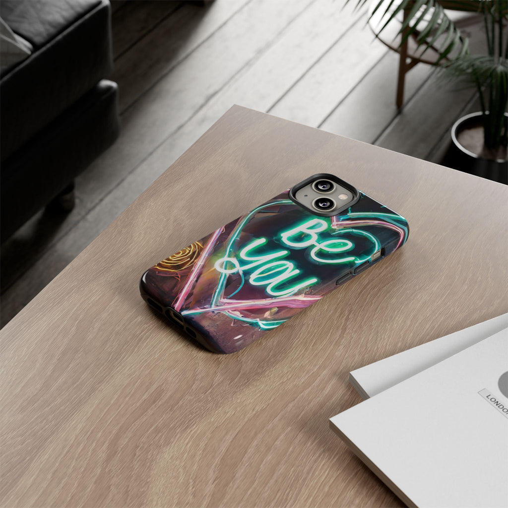 Be You Colorful Neon Heart Tough Phone Case