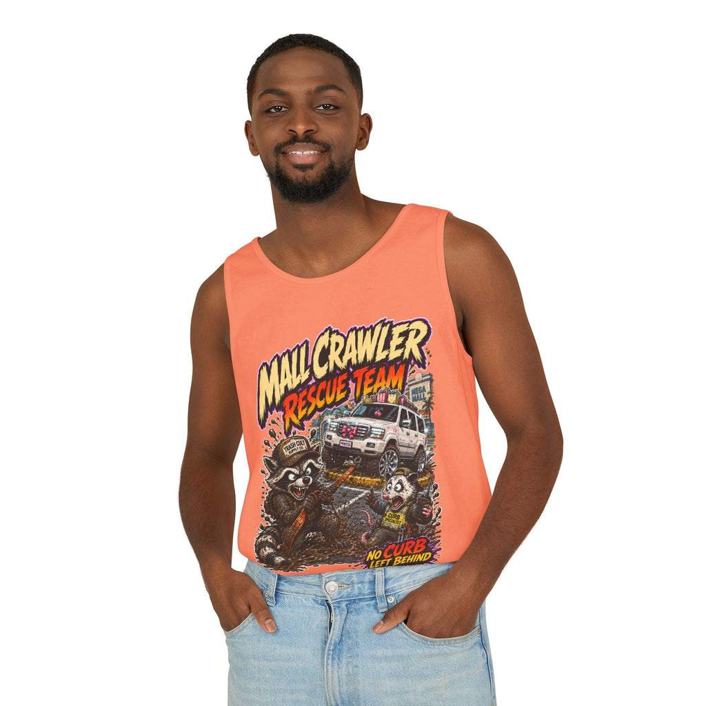 Mall Crawler Rescue Team Tank Top – Funny Raccoon Off-Road Graphic Tank