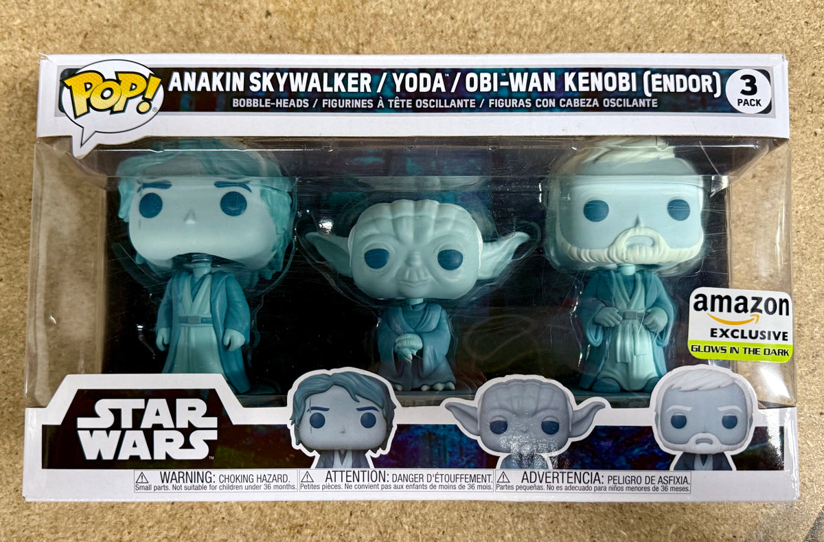 Funko Pop! Star Wars Anakin Skywalker, Obi-Wan Kenobi & Yoda Glow 3-Pack Amazon Exclusive