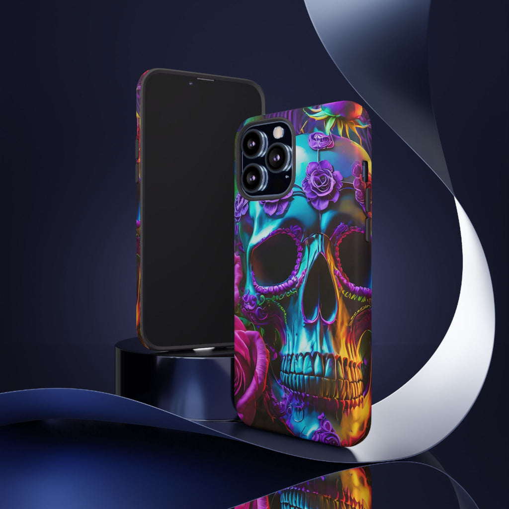 Neon Skull and Roses Vibrant Tough Phone Case