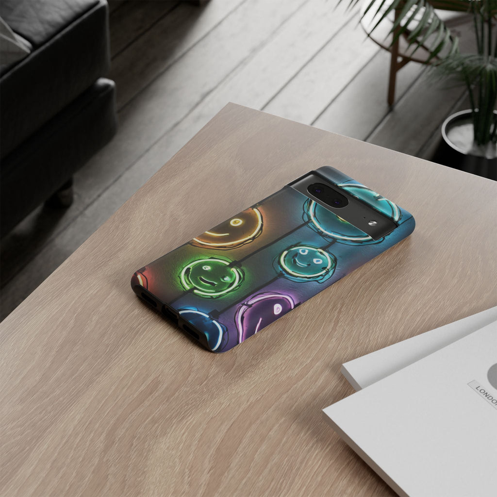 Colorful Neon Smiley Face Phone Case - Tough & Stylish Protection