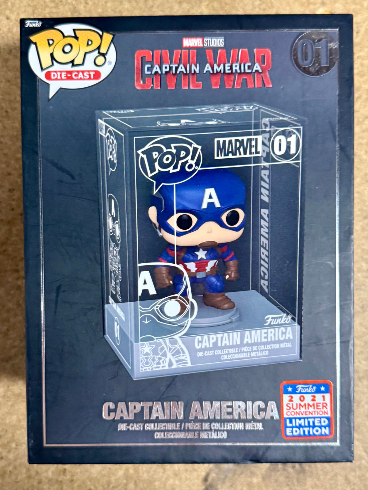 Funko Pop! Die-Cast Captain America #01 Marvel MCU Civil War SDCC 2021 Exclusive