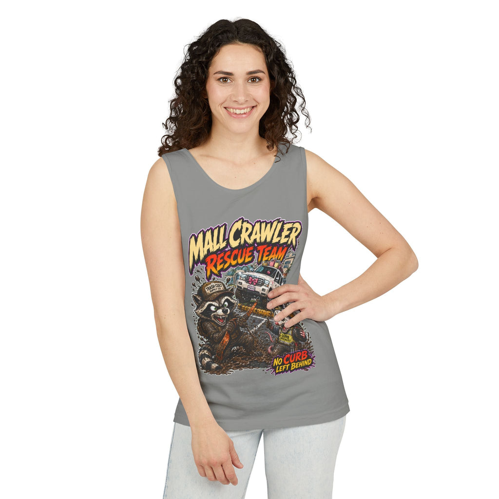 Mall Crawler Rescue Team Tank Top – Funny Raccoon Off-Road Graphic Tank