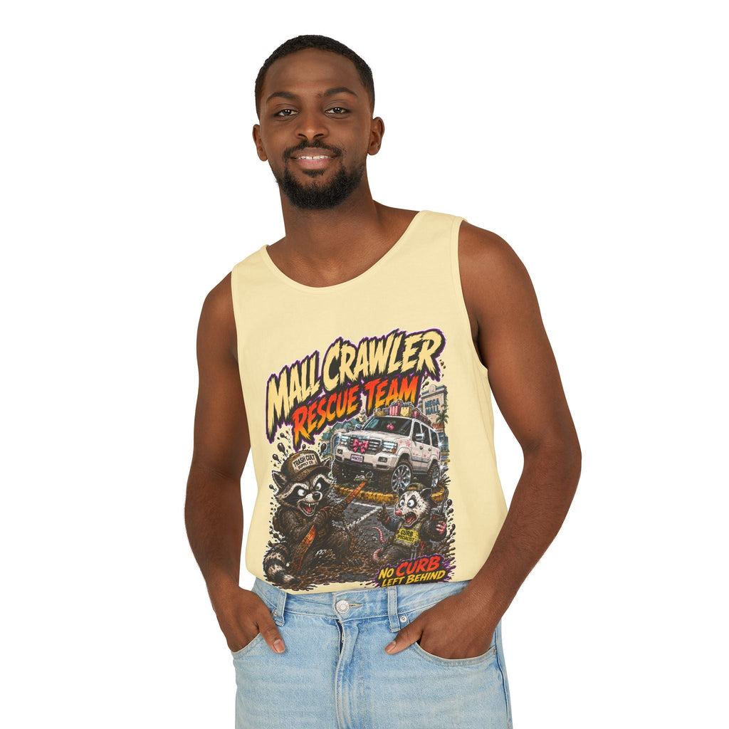 Mall Crawler Rescue Team Tank Top – Funny Raccoon Off-Road Graphic Tank