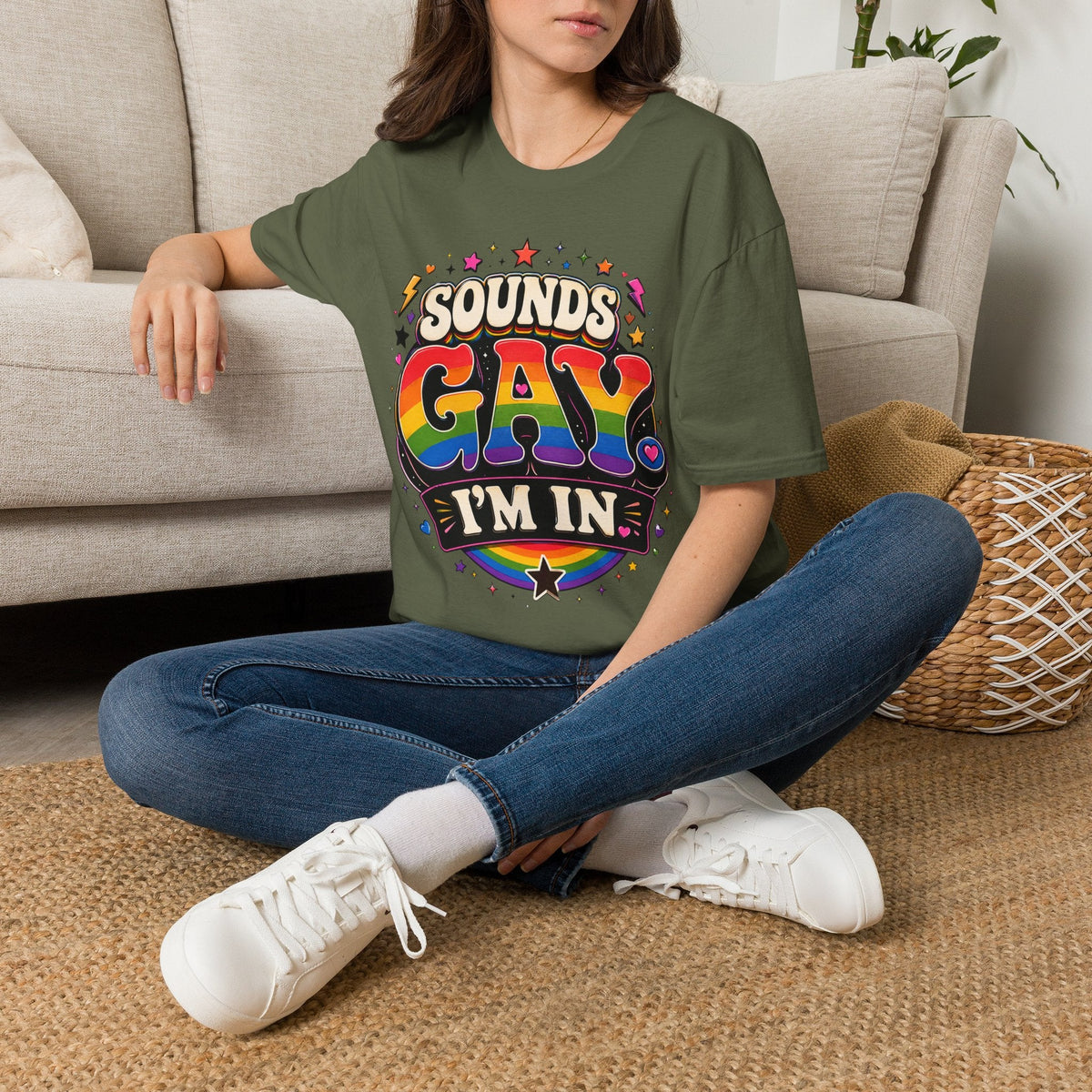 Sounds Gay T‑Shirt — Rainbow Retro "Sounds Gay I'm In" Pride Tee