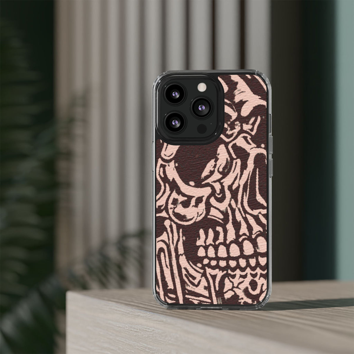 Gothic Abstract Skull Clear Phone Case