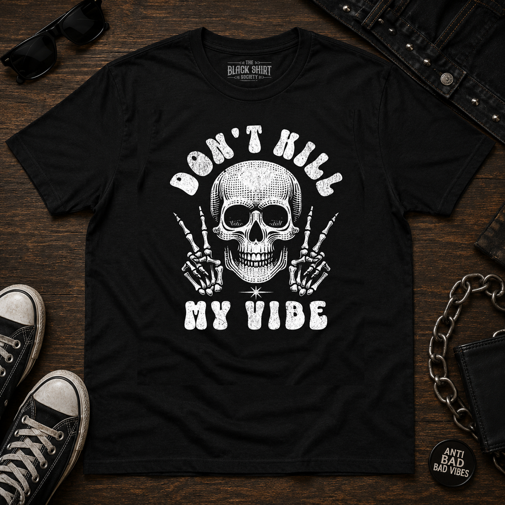 Skull Peace Signs T-Shirt, Gothic Streetwear, Dark Humor Goth Apparel