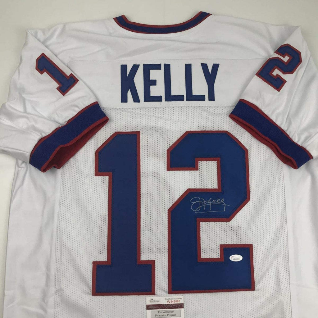 Autographed/Signed Jim Kelly Buffalo White Football Jersey JSA COA