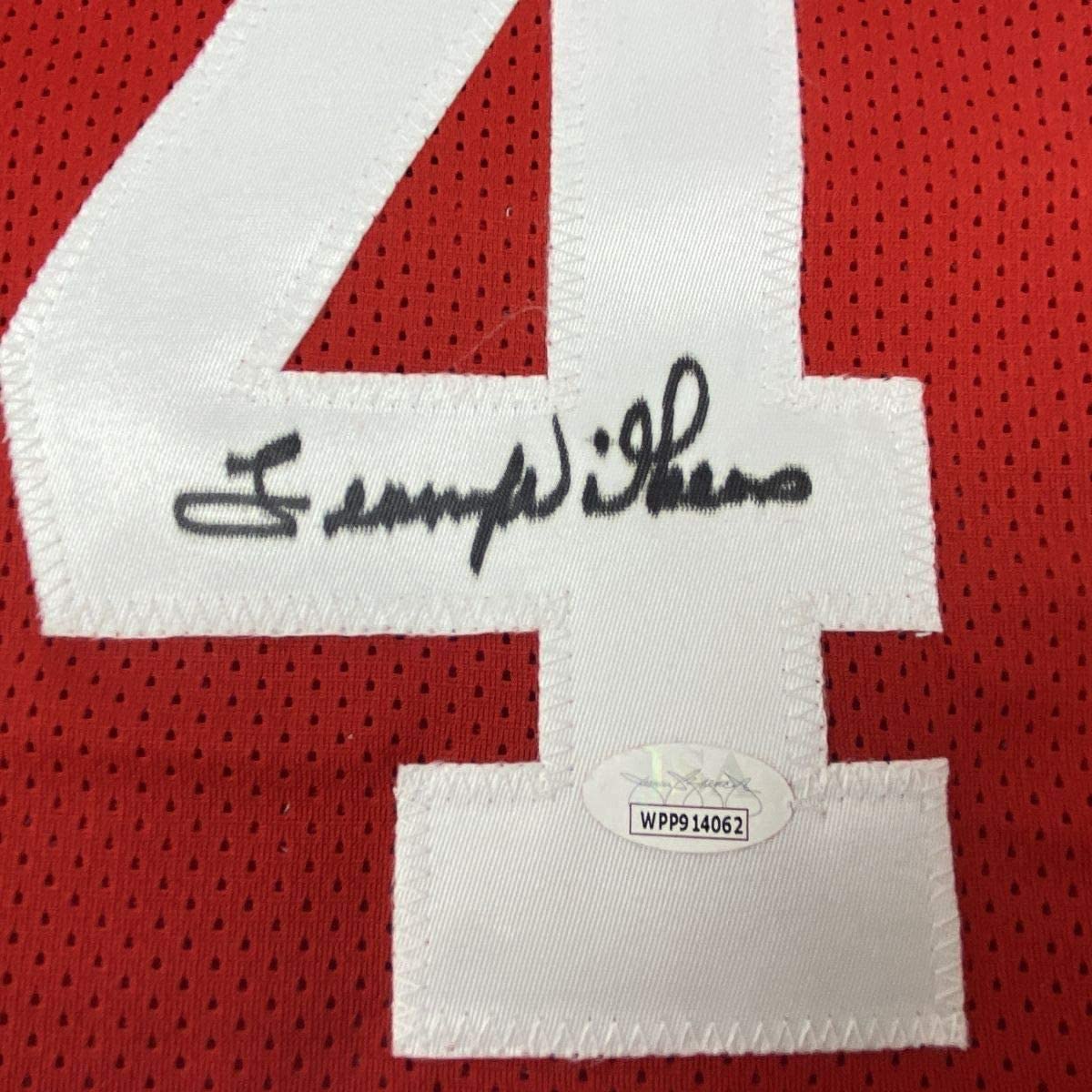 Framed Autographed/Signed Lenny Wilkens 35x39 St. Louis Red Basketball Jersey JSA COA