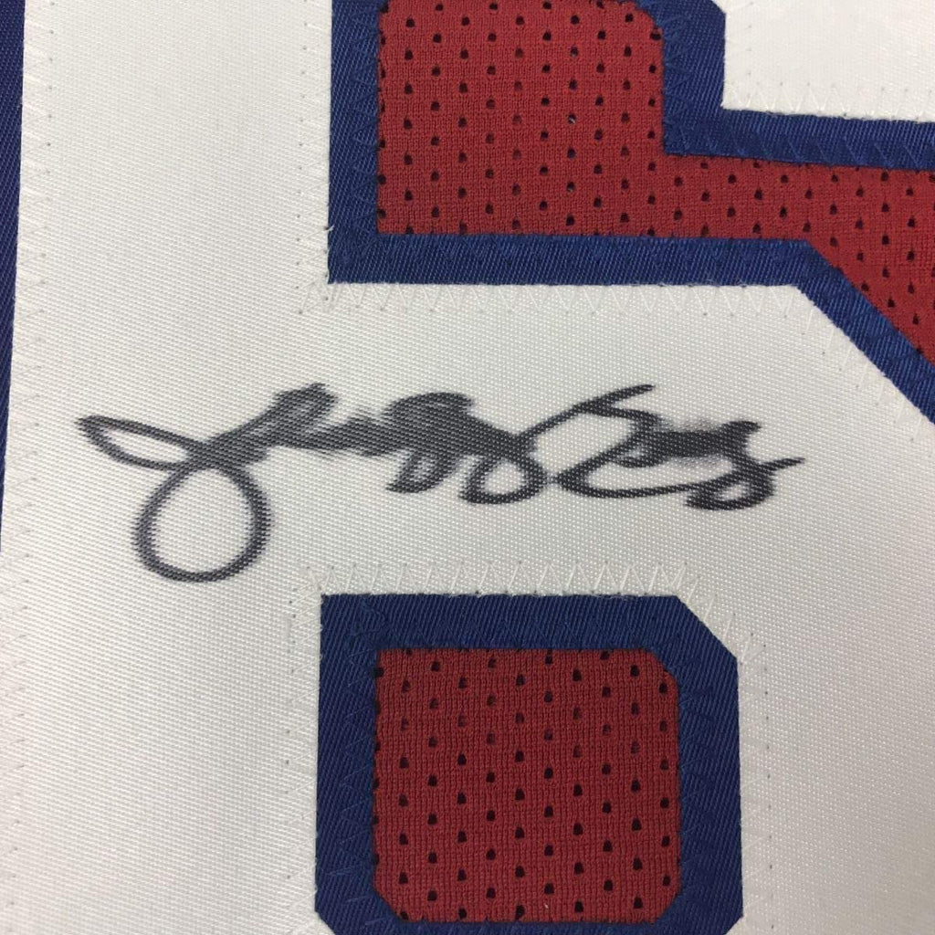 Framed Autographed/Signed Julius Erving Dr. J 35x39 Philadelphia Red Basketball Jersey Beckett BAS COA