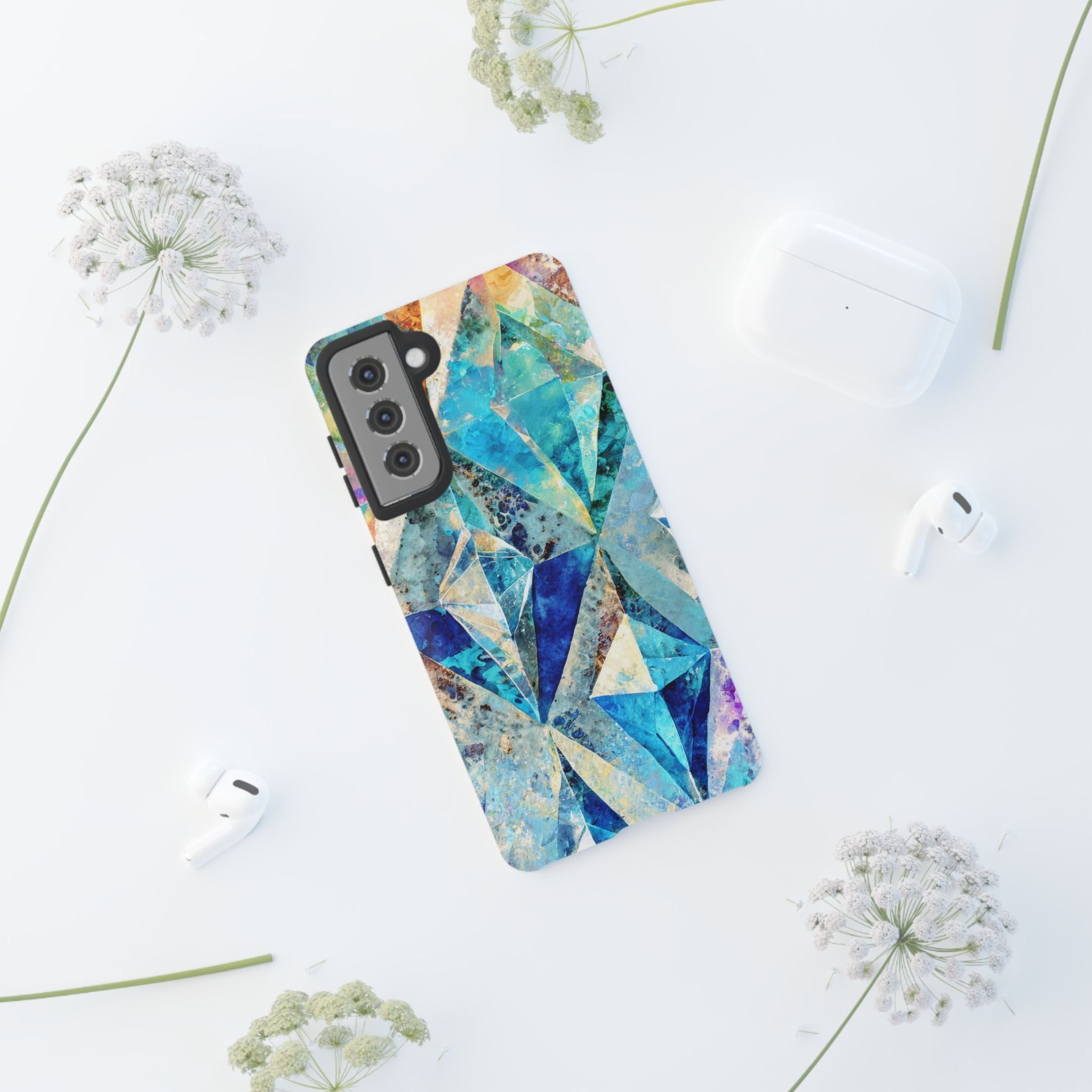 Diamond Blue Abstract Tough Phone Case