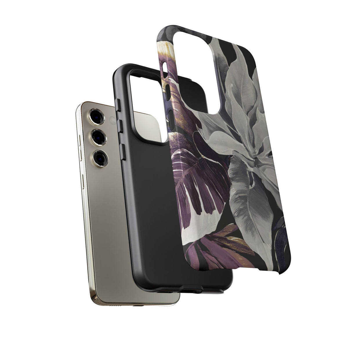 White & Plum Floral Tough Phone Case