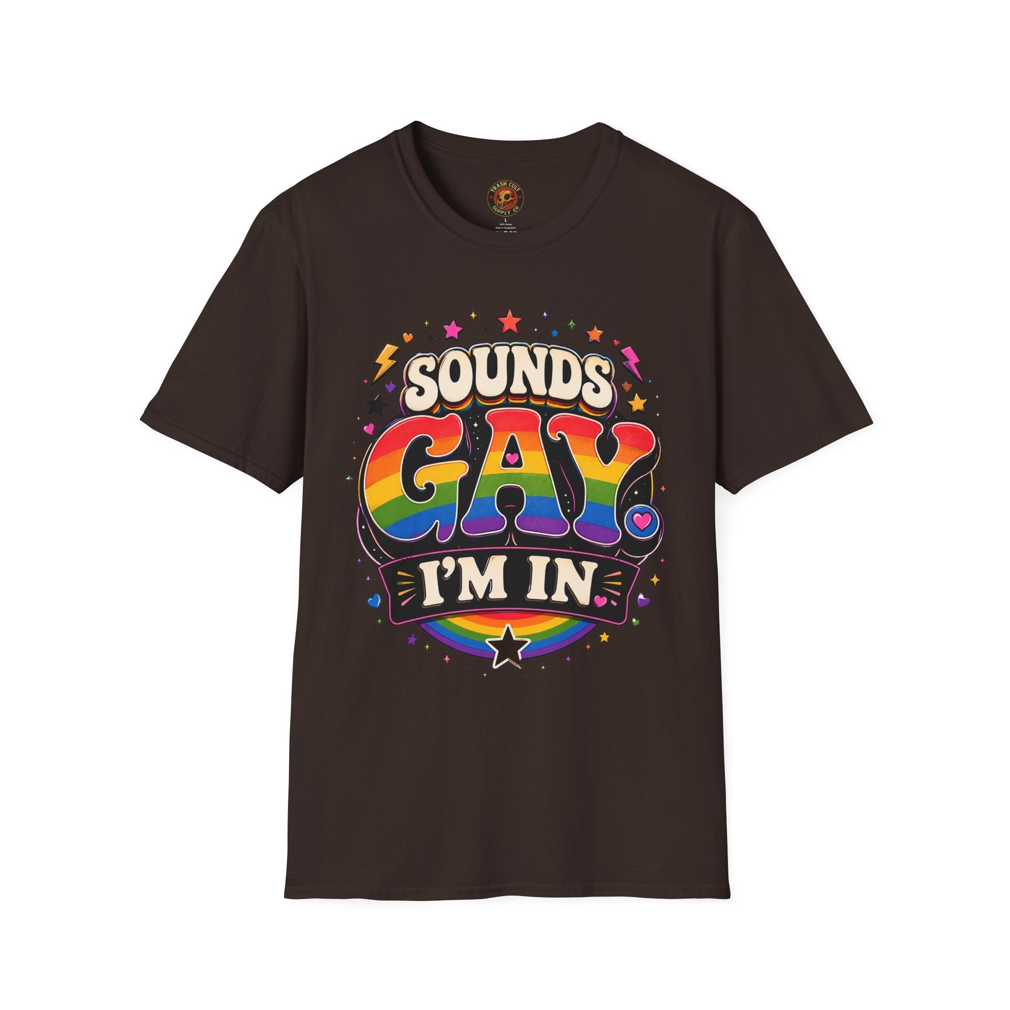 Sounds Gay T‑Shirt — Rainbow Retro "Sounds Gay I'm In" Pride Tee