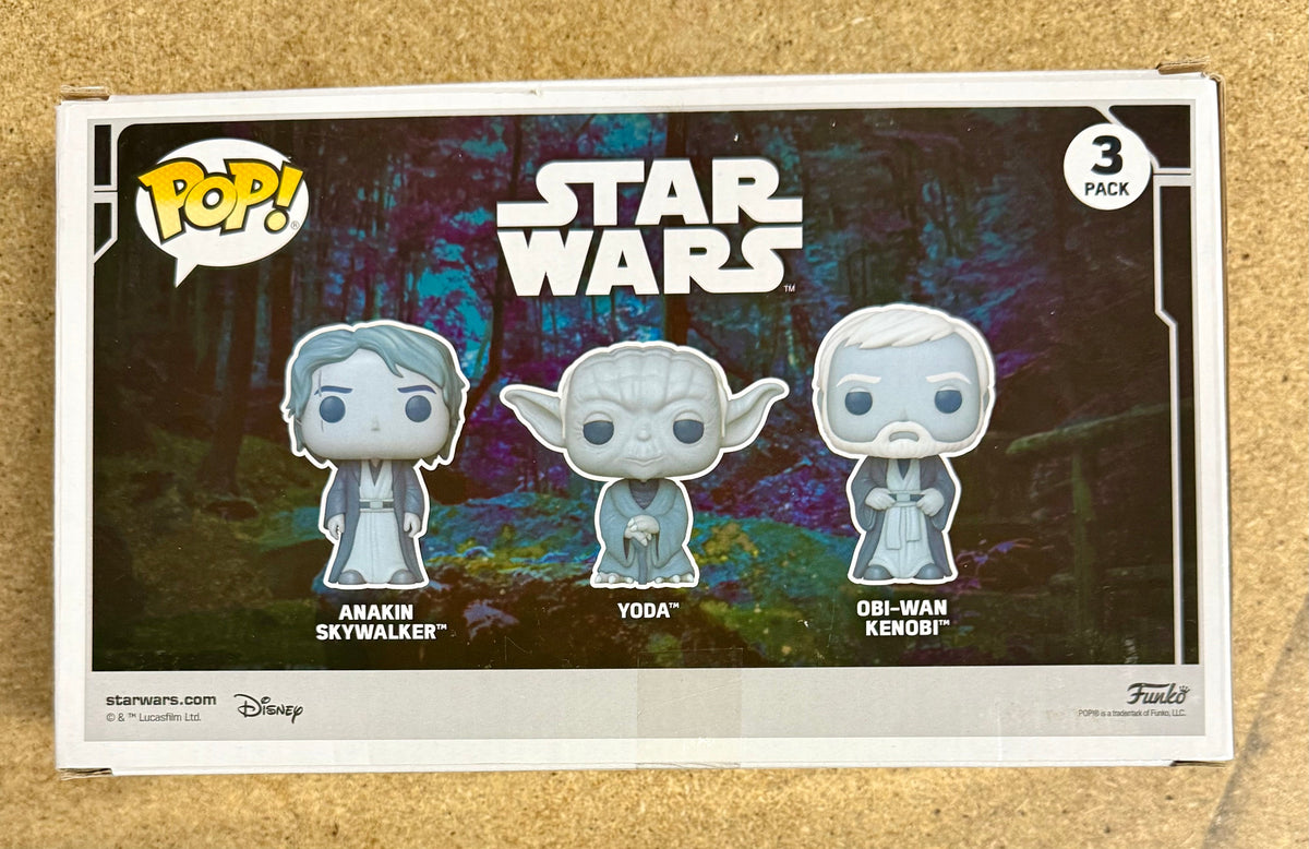 Funko Pop! Star Wars Anakin Skywalker, Obi-Wan Kenobi & Yoda Glow 3-Pack Amazon Exclusive