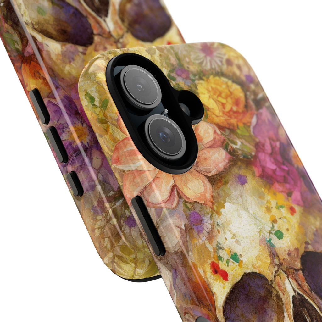 Unique Floral Skull Tough Phone Case