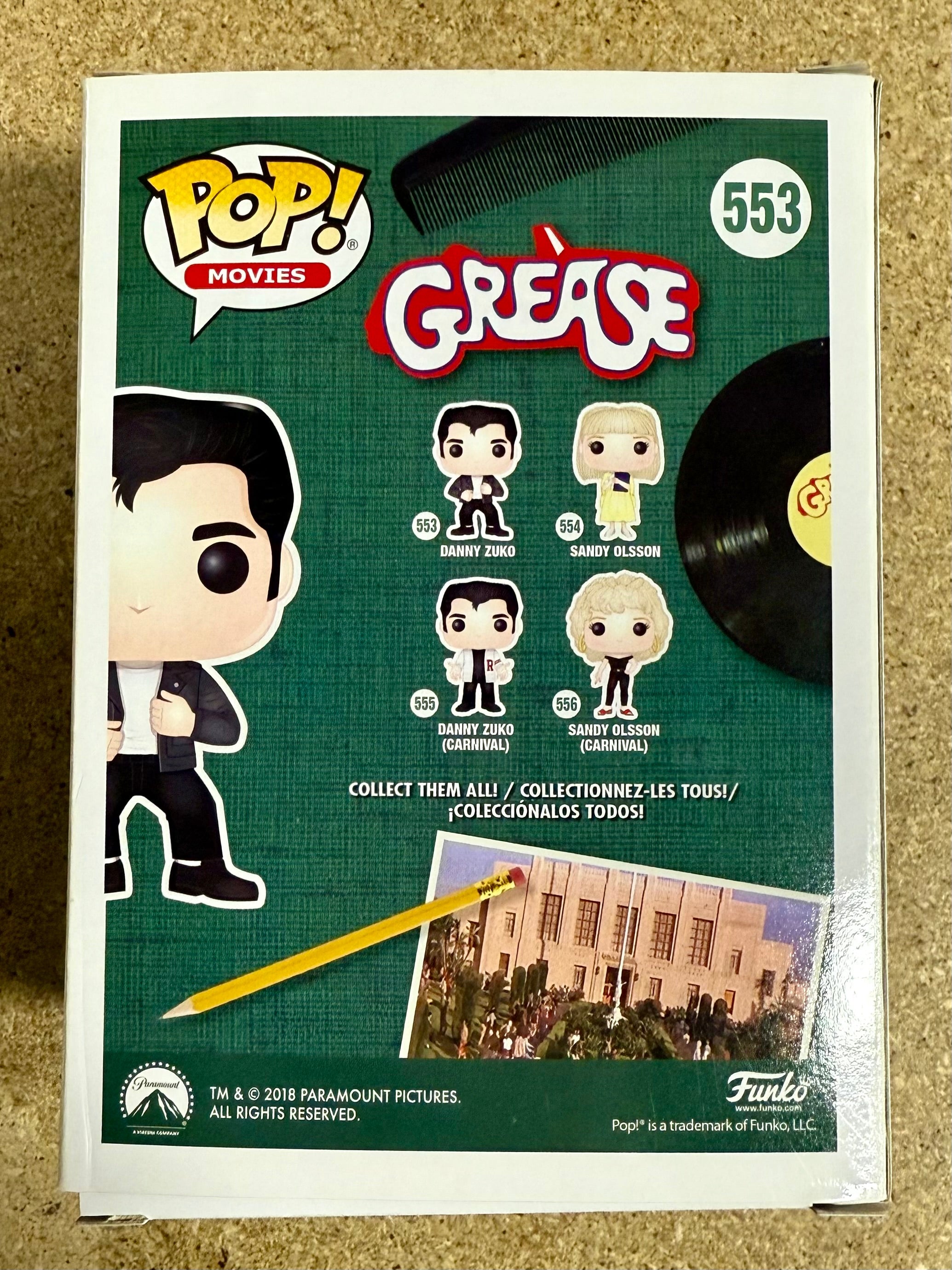 John Travolta Signed Danny Zuko Grease Vaulted Funko Pop! #553 With JSA COA