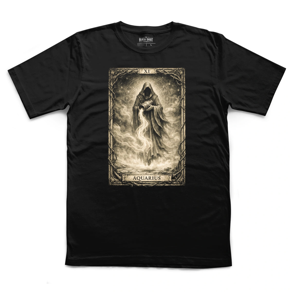 Aquarius Tarot Card T-Shirt, Gothic Zodiac Astrology Apparel
