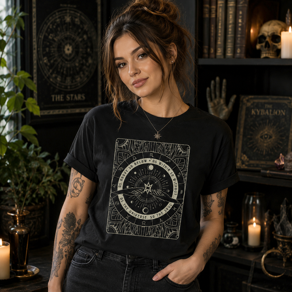 As Above So Below Hermetic Philosophy T-Shirt, Occult Tarot Graphic Tee, Mystical Astrology Shirt