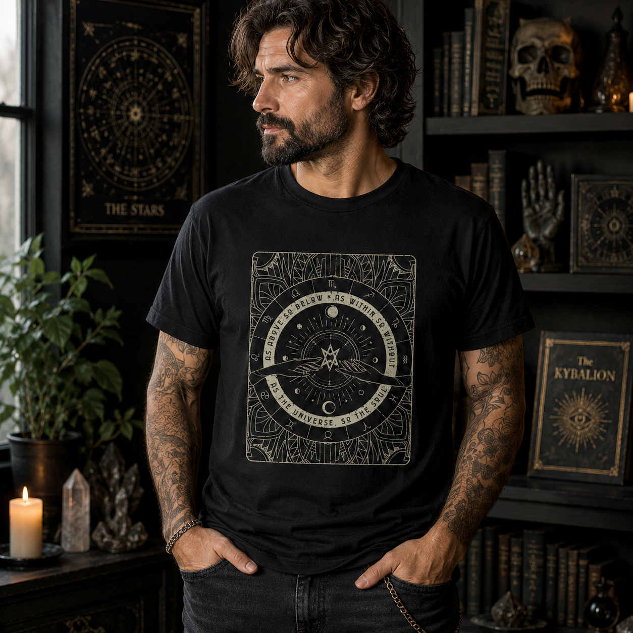 As Above So Below Hermetic Philosophy T-Shirt, Occult Tarot Graphic Tee, Mystical Astrology Shirt