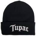 TUPAC 3D Embroidered 1X1 Ribbed Black Acrylic Knit Hat