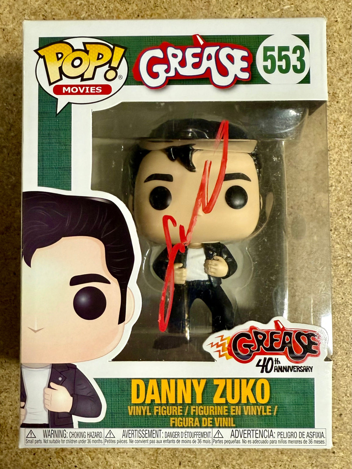John Travolta Signed Danny Zuko Grease Vaulted Funko Pop! #553 With JSA COA