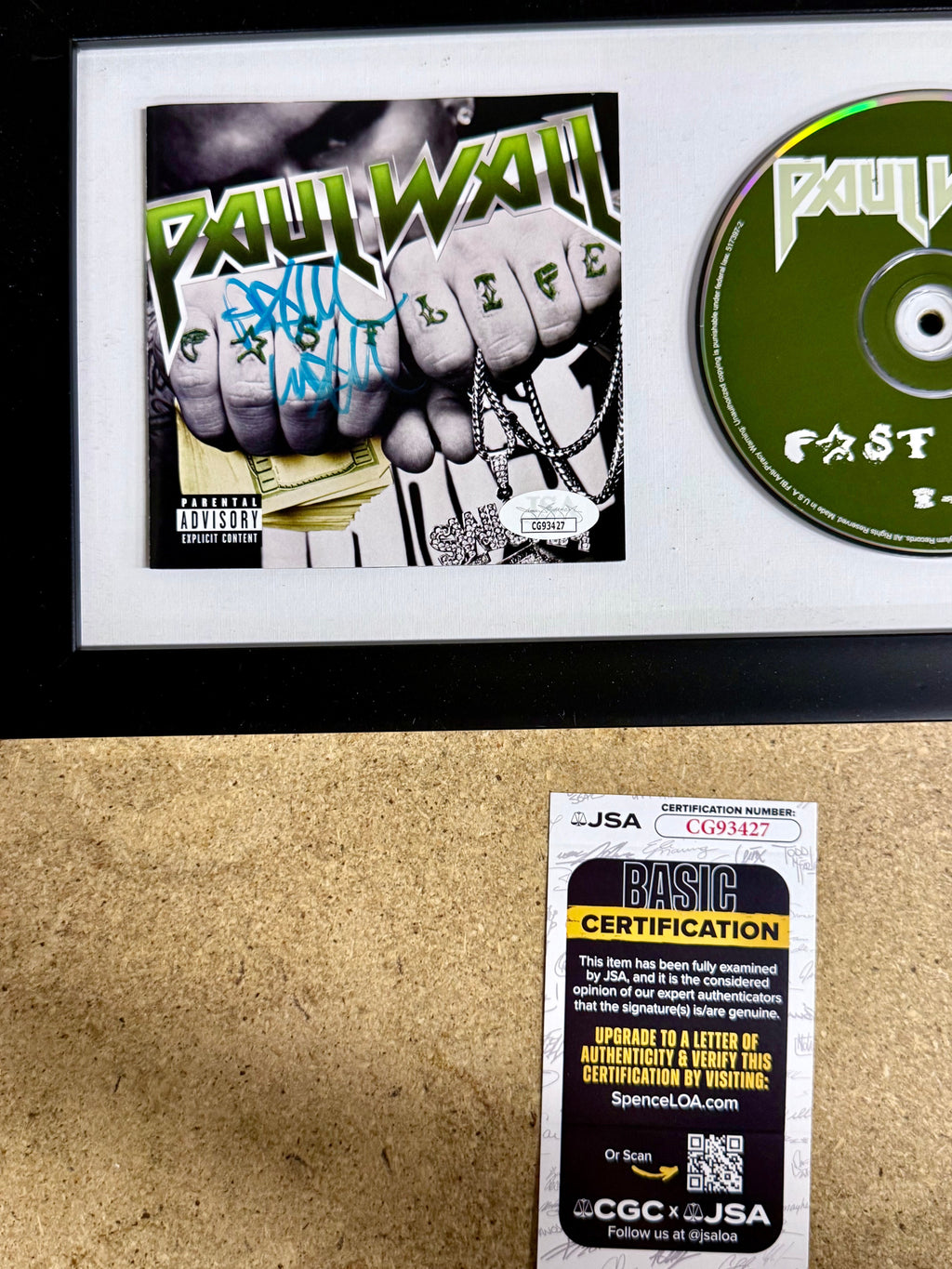 Rapper Paul Wall Signed “Fast Life” (2009) Framed CD With JSA COA