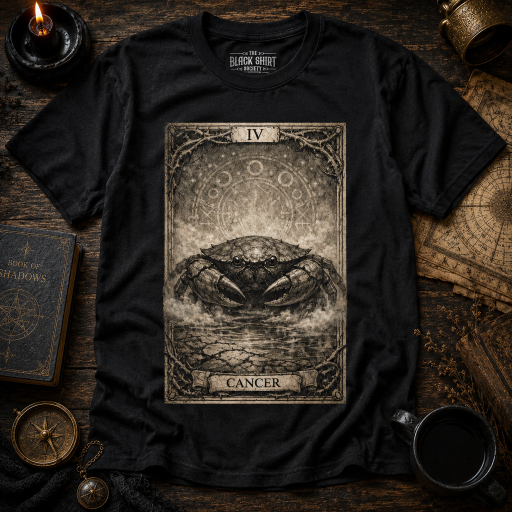 Cancer Tarot Card T-Shirt, Zodiac Crab Graphic Tee, Gothic Astrology Shirt