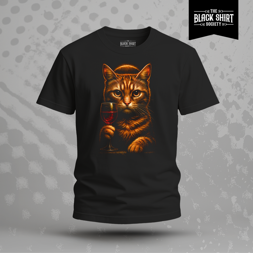 Wine Lover Cat T-Shirt, Funny Feline Sommelier Graphic Tee