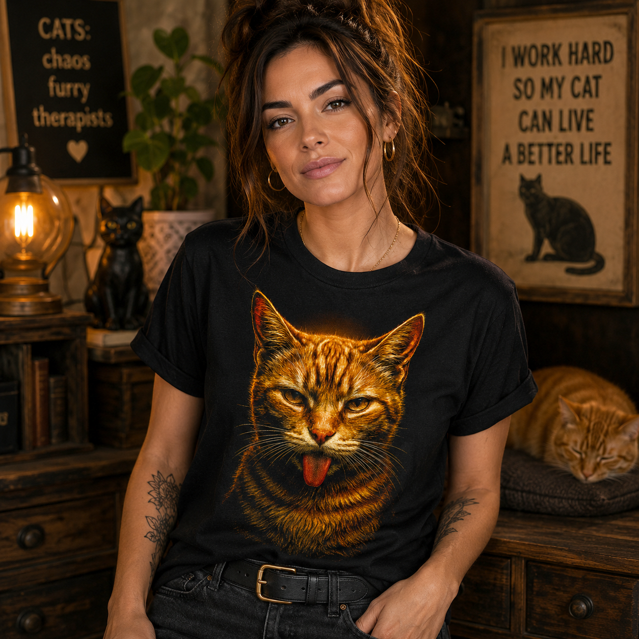 Blep Cat T-Shirt, Funny Face Tee, Silly Cat Lover Humor Shirt