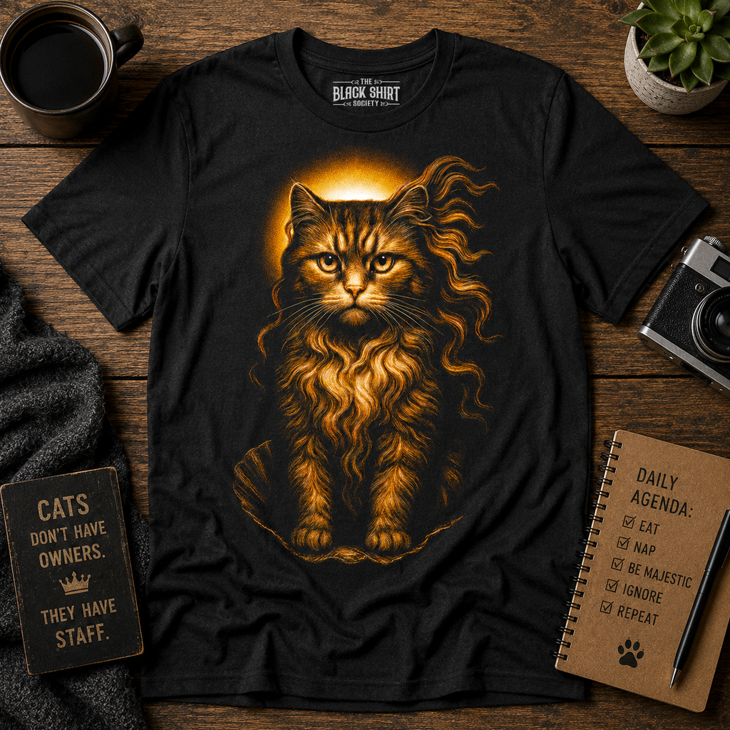 Regal Longhair Cat T-Shirt, Majestic Vintage Feline Art Tee