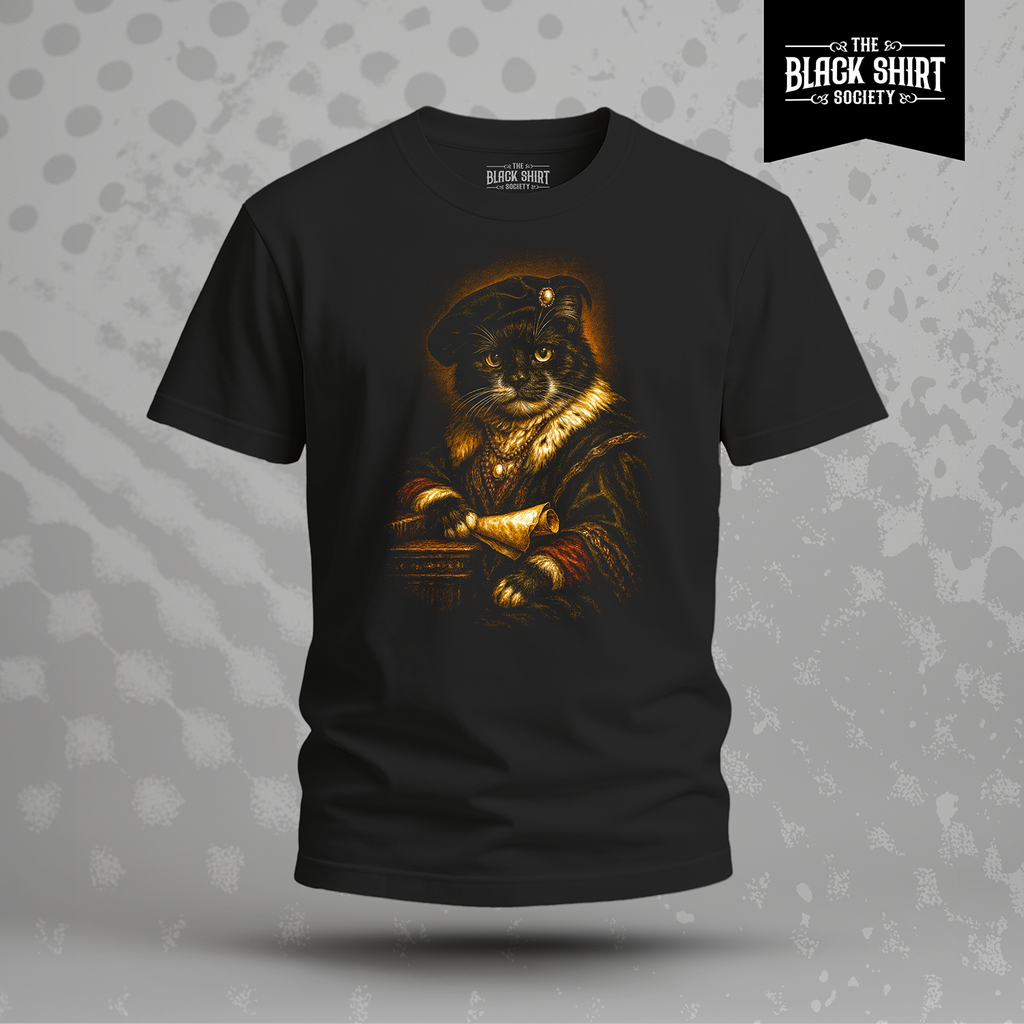 Renaissance Cat Portrait T-Shirt, Noble Feline Aristocrat Tee, Vintage Art Lover Shirt