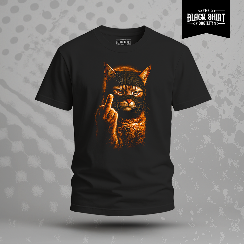 Cat Burglar T-Shirt, Criminal Cat Middle Finger Tee, Sarcastic Dark Humor Shirt