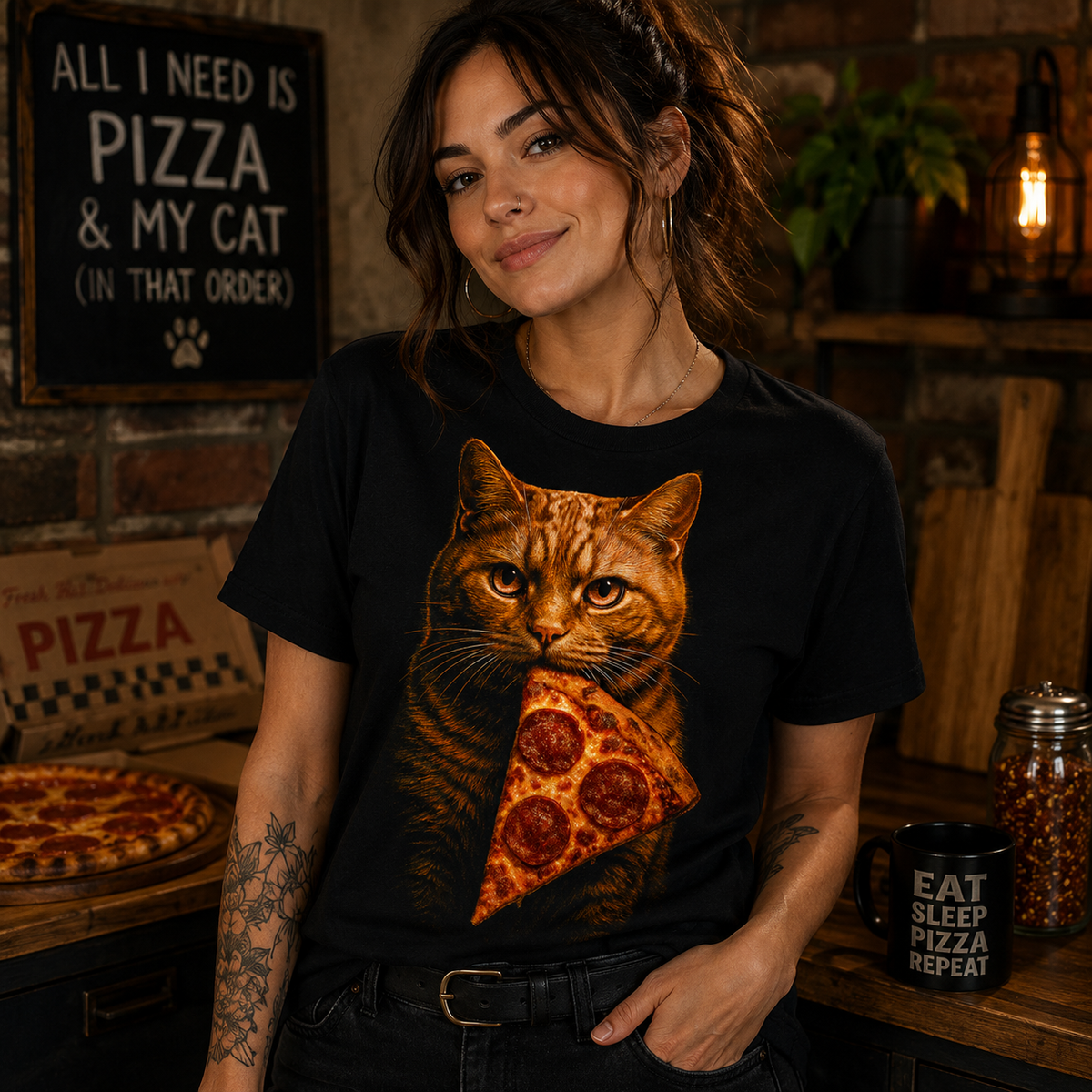 Pizza Cat T-Shirt, Funny Cat Lover Shirt