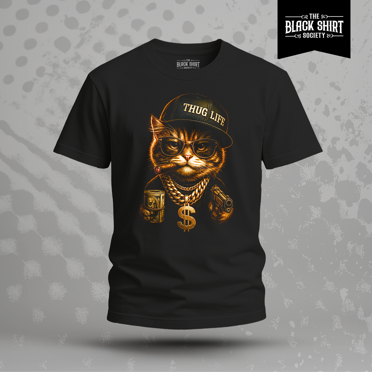 Funny Gangster Cat T-Shirt, Thug Life Cat Shirt, Badass Cat Lover Gift, Funny Cat Tee, Hip Hop Cat Shirt, Cat Mom Gift, Sarcastic Cat Tee