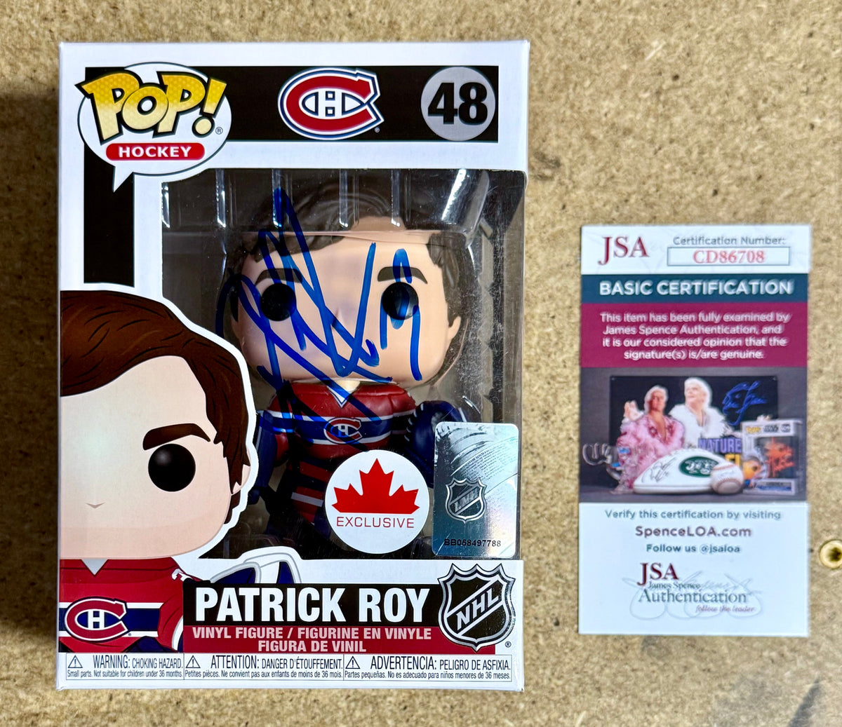 Patrick Roy Signed NHL Montreal Canadiens Funko Pop! Exclusive #48 With JSA COA