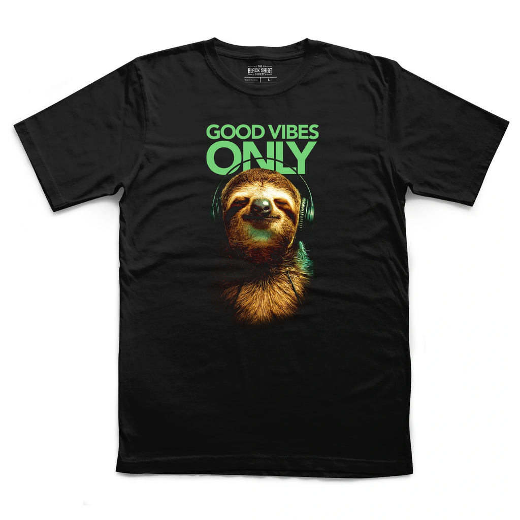 Good Vibes Only Sloth T-Shirt, Relaxed Animal Graphic Tee