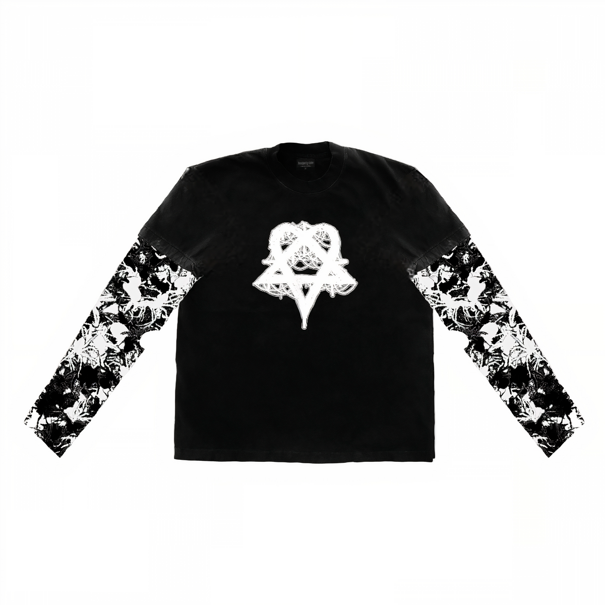 BL OVERLAPPING DIVINITY TEE WITH CAMO MESH SLEEVES