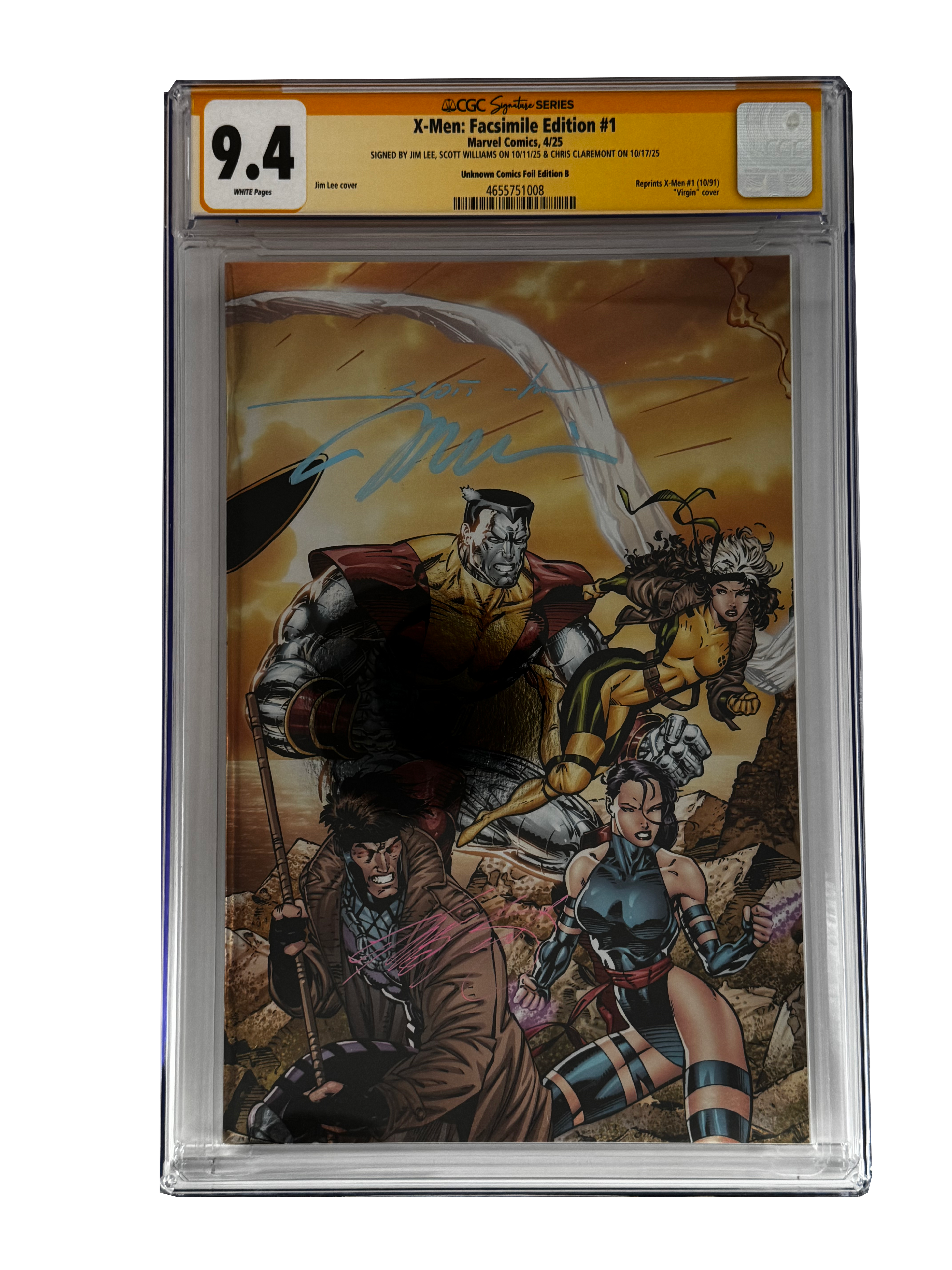 [TRIPLE SIGNED CGC YELLOW LABEL 4 PACK FOIL] X-Men 1991 #1 Facsimile Jim Lee | Claremont |  Williams Cover Var [Set #1]