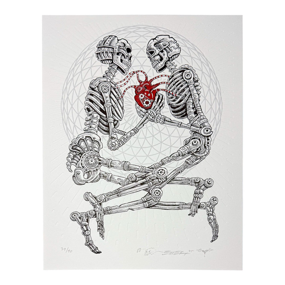 Emek "Embrace" (Gray) Fine Art Letter Press Print