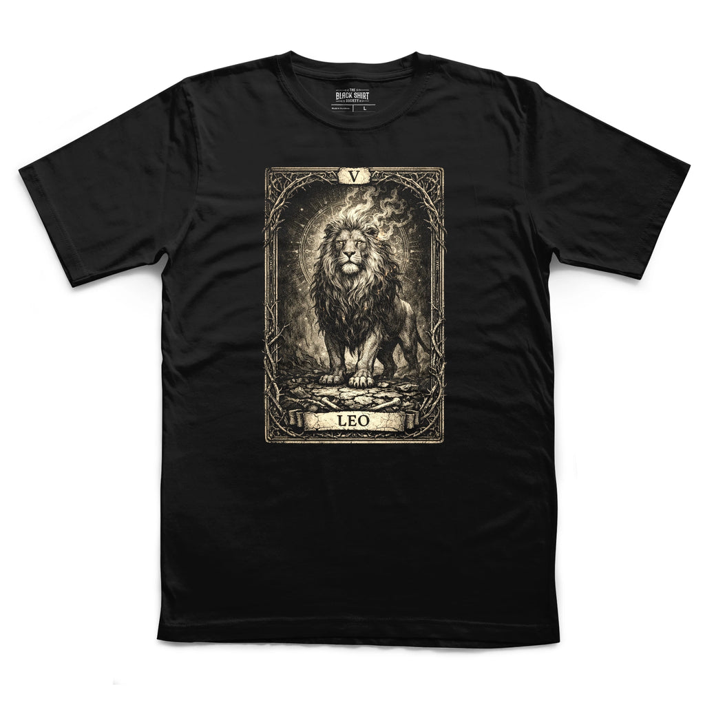 Leo Tarot Card T-Shirt, Vintage Lion Zodiac Graphic Tee, Occult Astrology Apparel