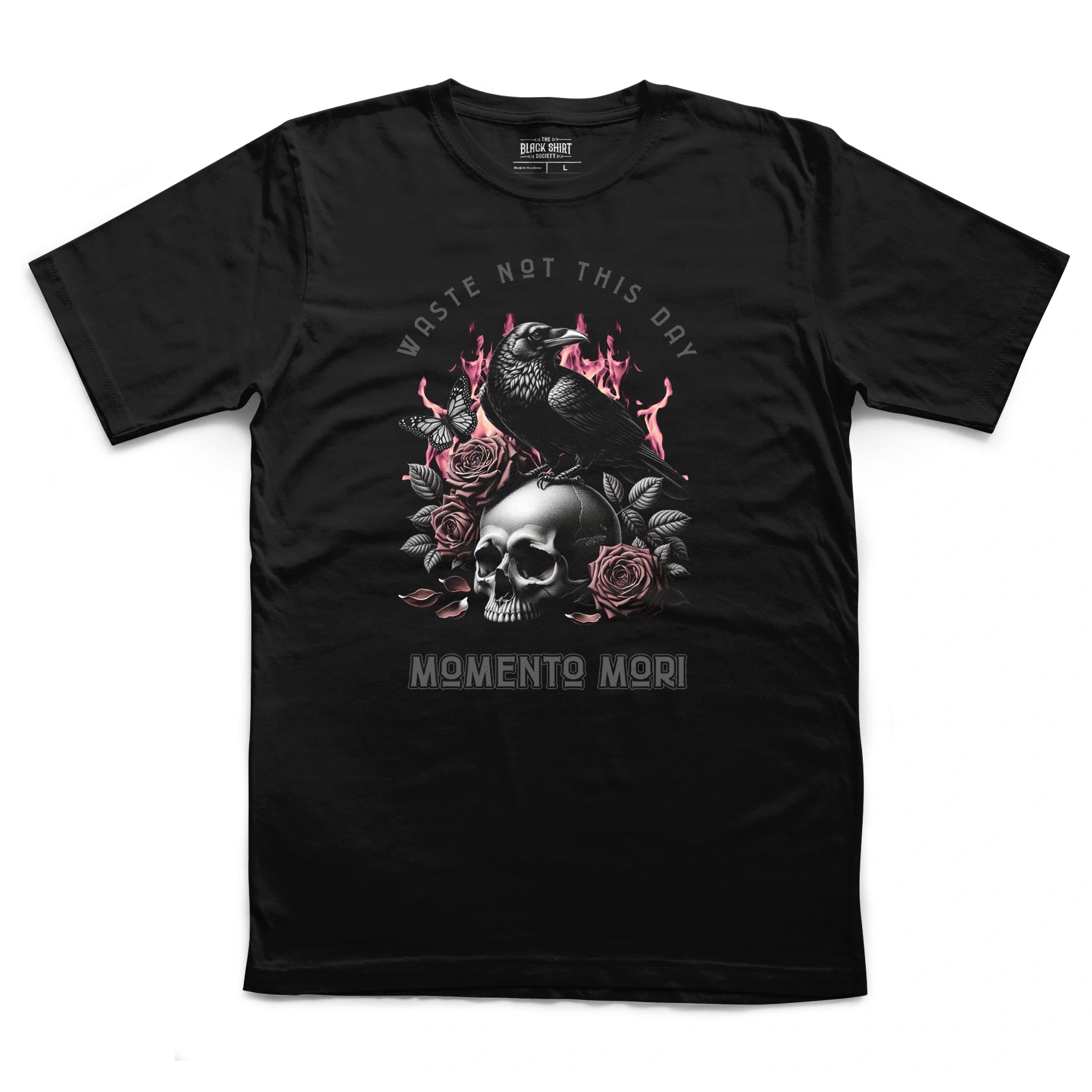 Waste Not This Day Memento Mori Raven T-Shirt, Gothic Skull Crow Tee, Dark Academia Shirt, Gothic Rose Graphic Tee