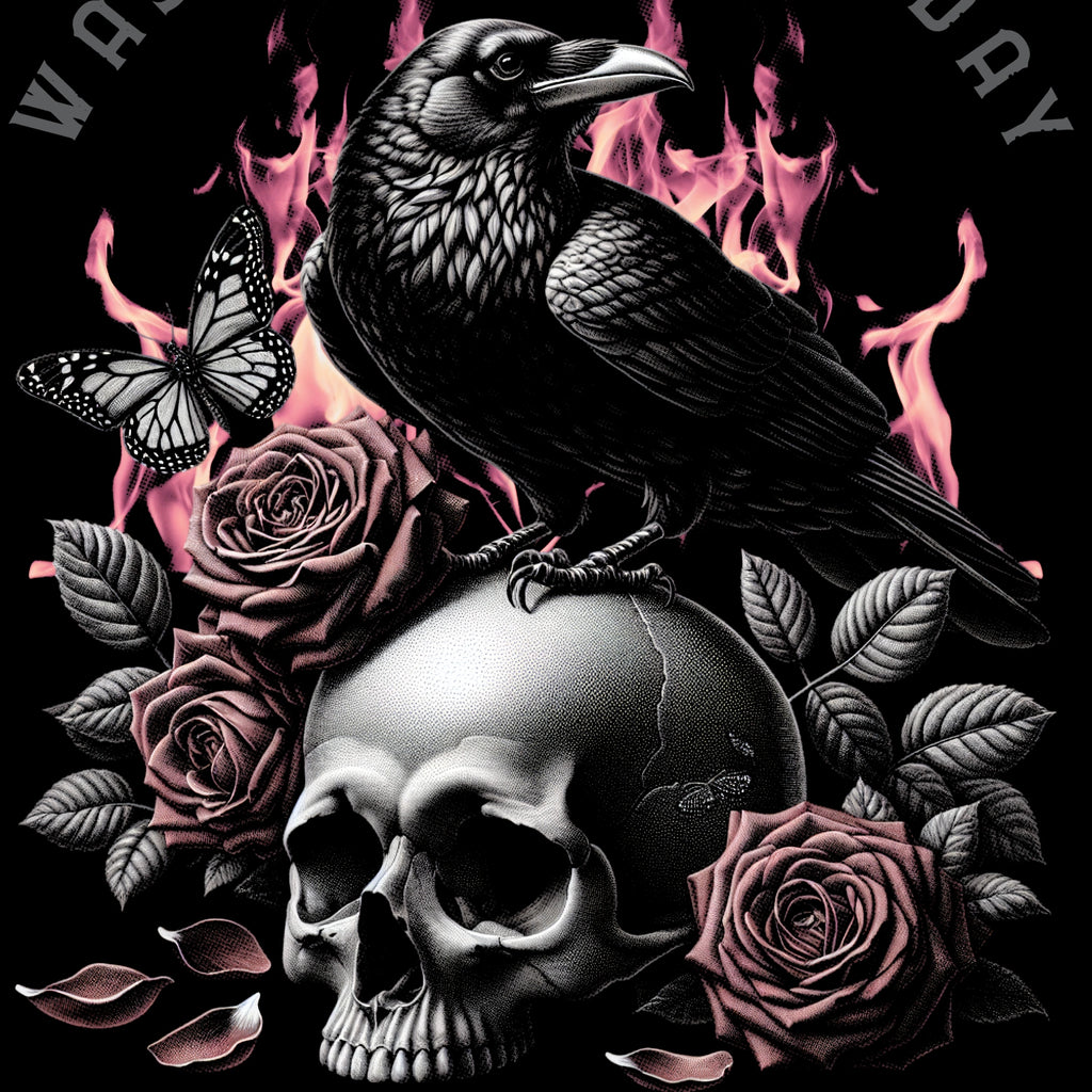 Waste Not This Day Memento Mori Raven T-Shirt, Gothic Skull Crow Tee, Dark Academia Shirt, Gothic Rose Graphic Tee