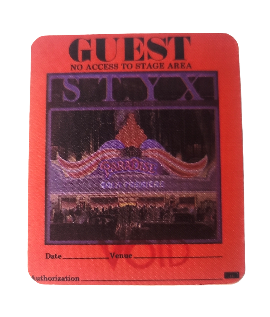 Styx Paradise Theater Tour 1981 Backstage Pass OTTO