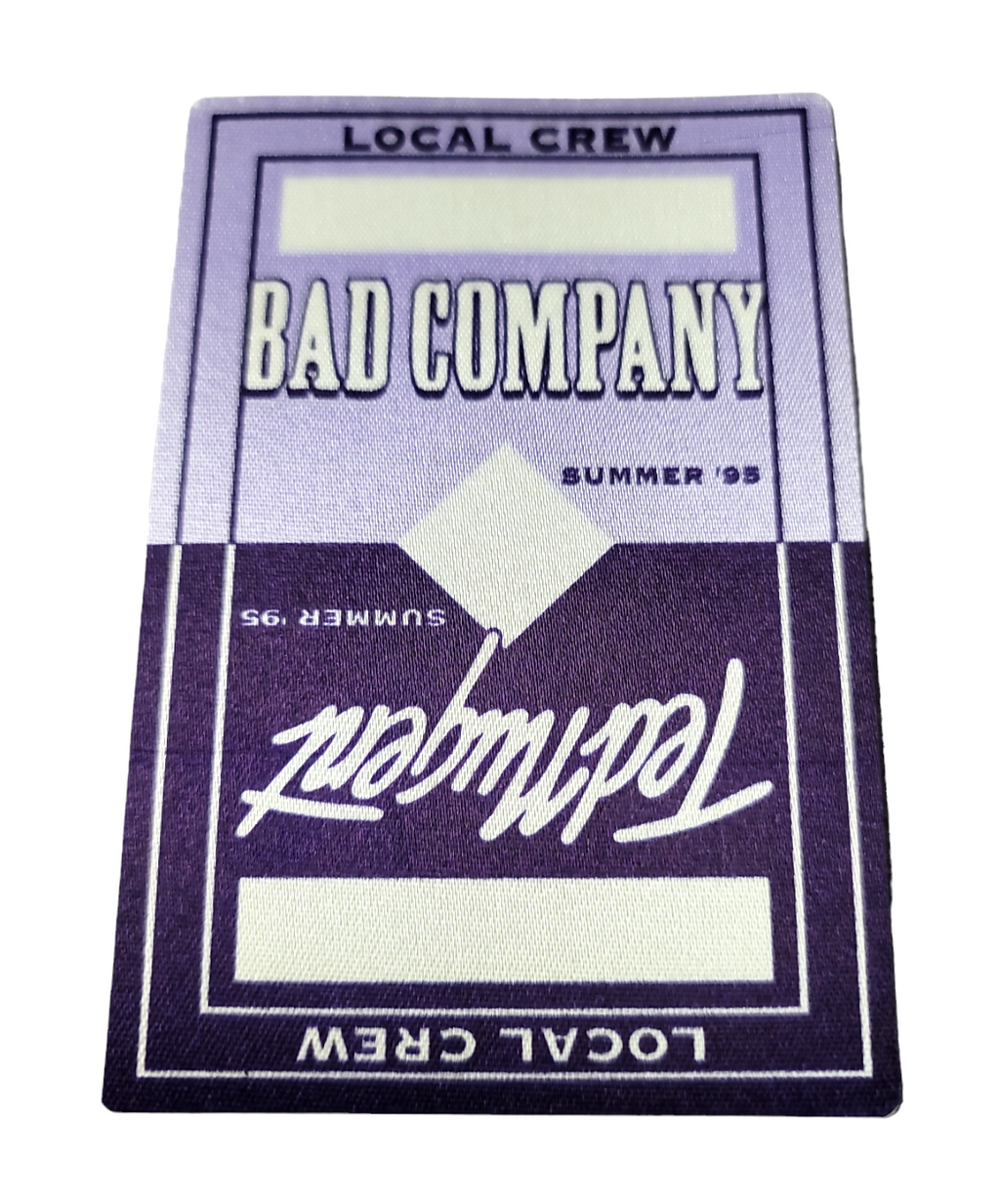 Bad Company & Ted Nugent Summer Tour 1995 Local Crew Backstage Pass OTTO purple