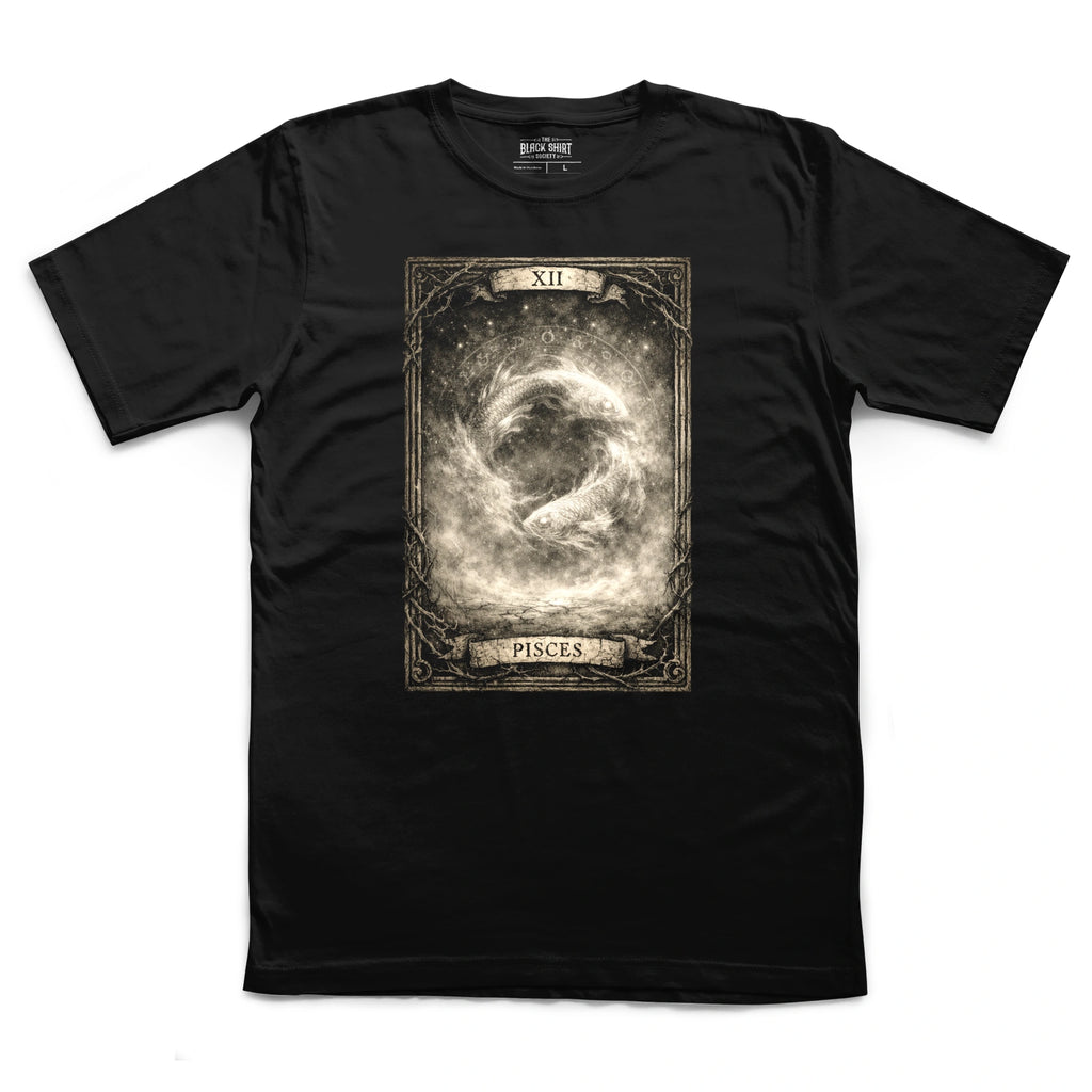 Pisces Tarot Card T-Shirt, Vintage Zodiac Astrology Tee, Celestial Gothic Graphic Shirt