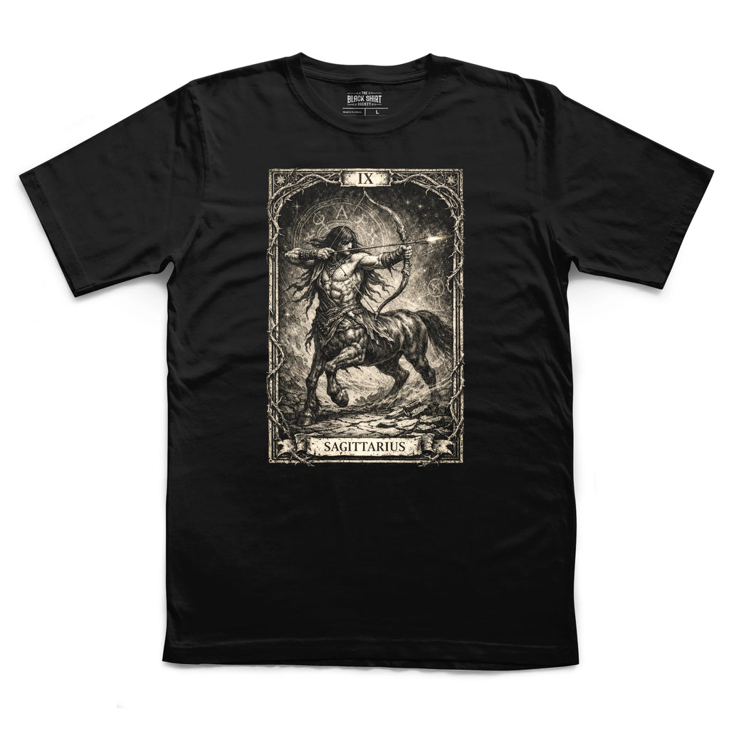 Sagittarius Tarot Card T-Shirt, Gothic Astrology Archer Graphic Tee