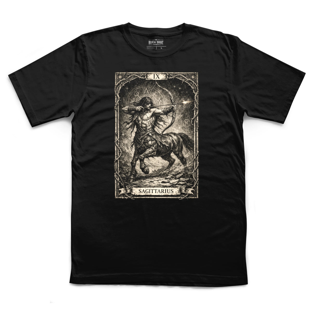 Sagittarius Tarot Card T-Shirt, Gothic Astrology Archer Graphic Tee