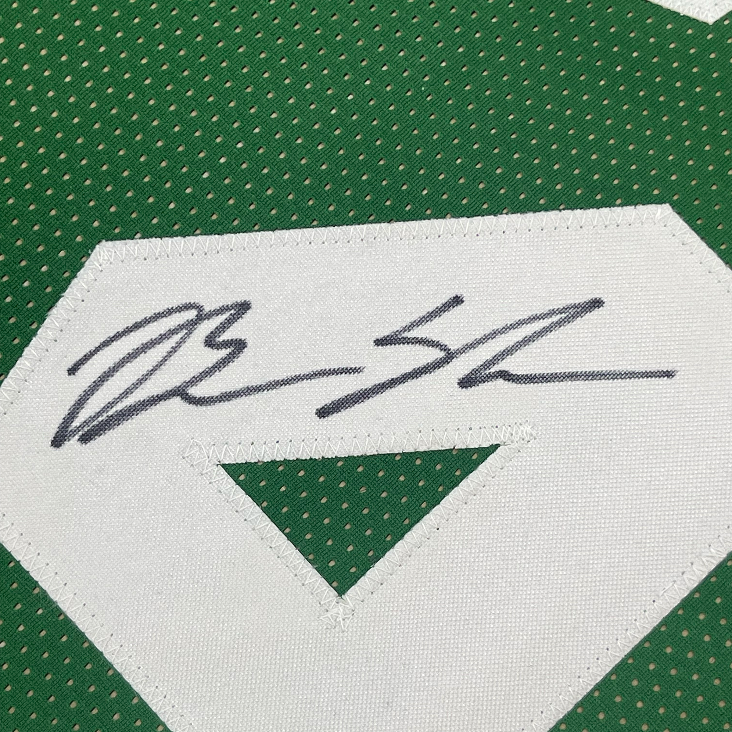 Framed Autographed/Signed Brian Scalabrine 35x39 Boston Green Basketball Jersey JSA COA